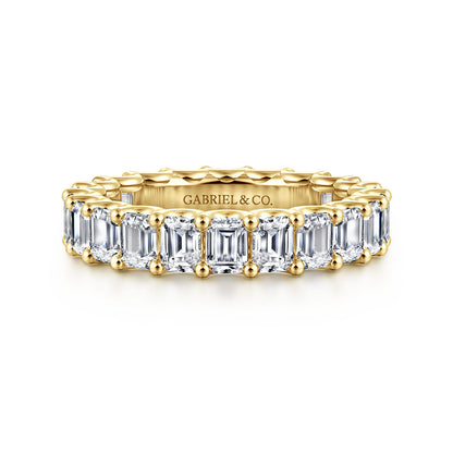 14K Yellow Gold Scallop Setting Emerald Cut Diamond Eternity Band — Gabriel & Co. AN17153-6Y43JJ