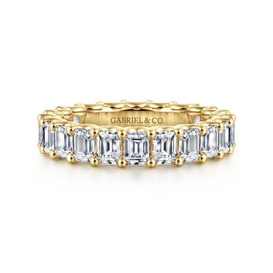 14K Yellow Gold Scallop Setting Emerald Cut Diamond Eternity Band — Gabriel & Co. AN17153-6Y43JJ