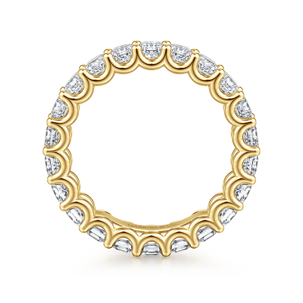 14K Yellow Gold Scallop Setting Emerald Cut Diamond Eternity Band — Gabriel & Co. AN17153-6Y43JJ