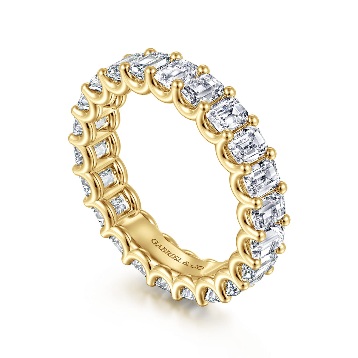 14K Yellow Gold Scallop Setting Emerald Cut Diamond Eternity Band — Gabriel & Co. AN17153-6Y43JJ