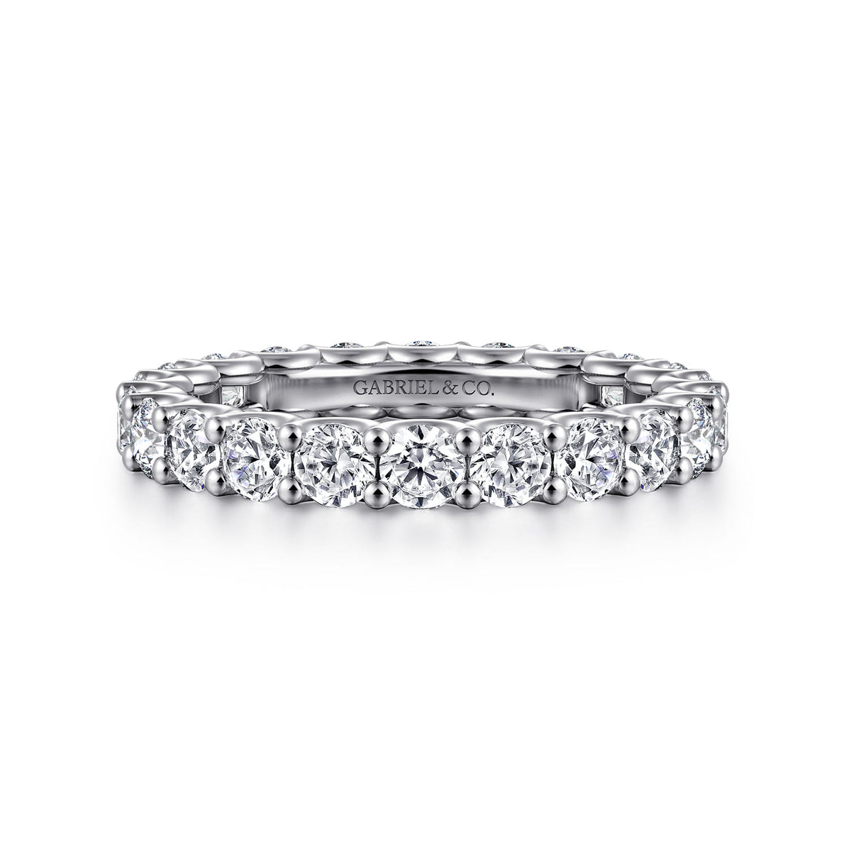 14K White Gold Scallop Setting Round Diamond Eternity Band — Gabriel & Co. AN17154-6W44JJ