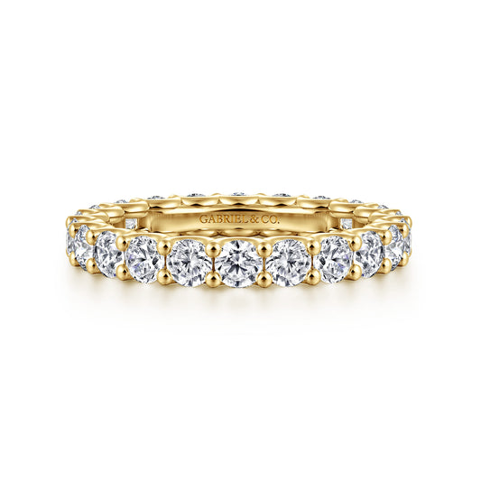 14K Yellow Gold Scallop Setting Round Diamond Eternity Band — Gabriel & Co. AN17154-6Y44JJ