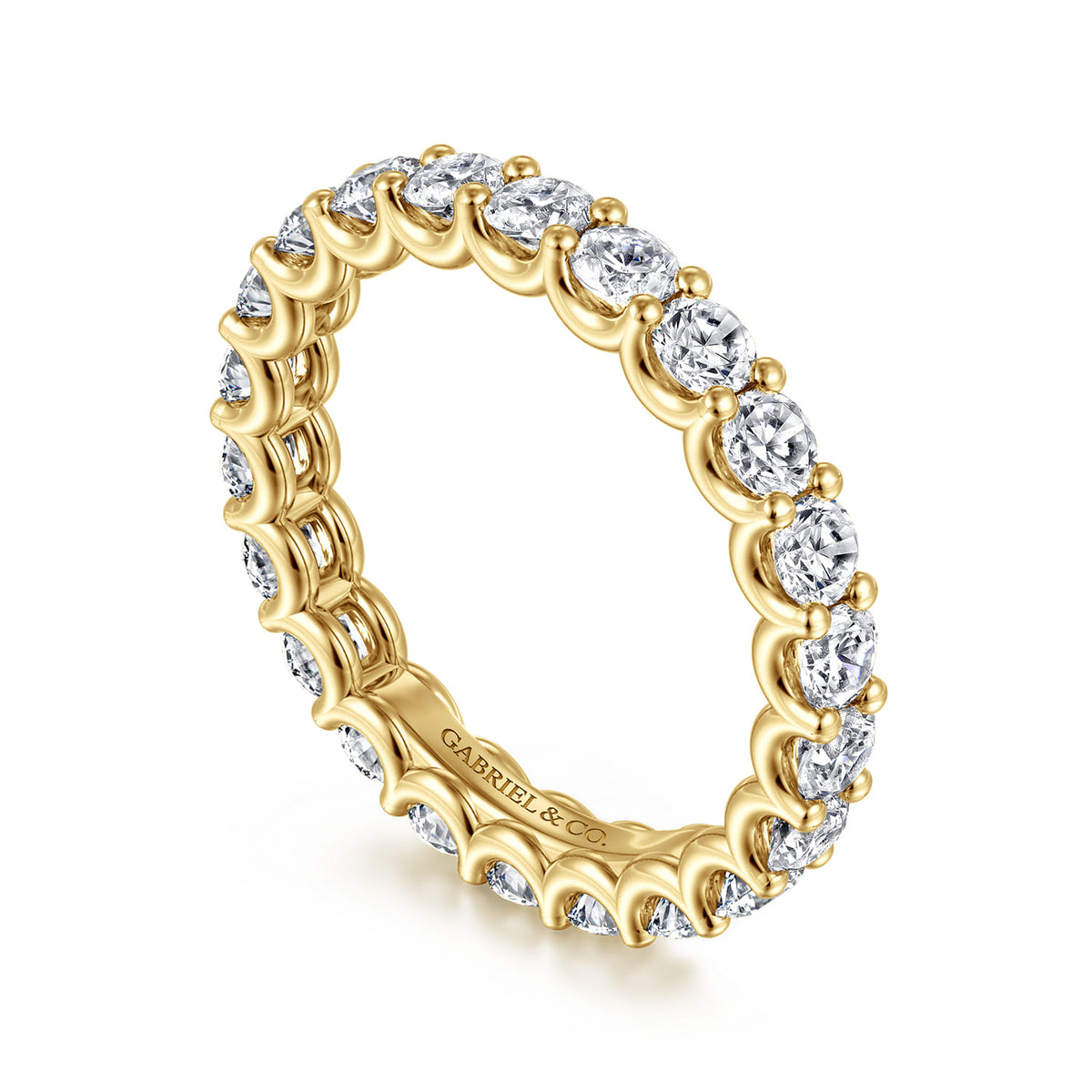 14K Yellow Gold Scallop Setting Round Diamond Eternity Band — Gabriel & Co. AN17154-6Y44JJ