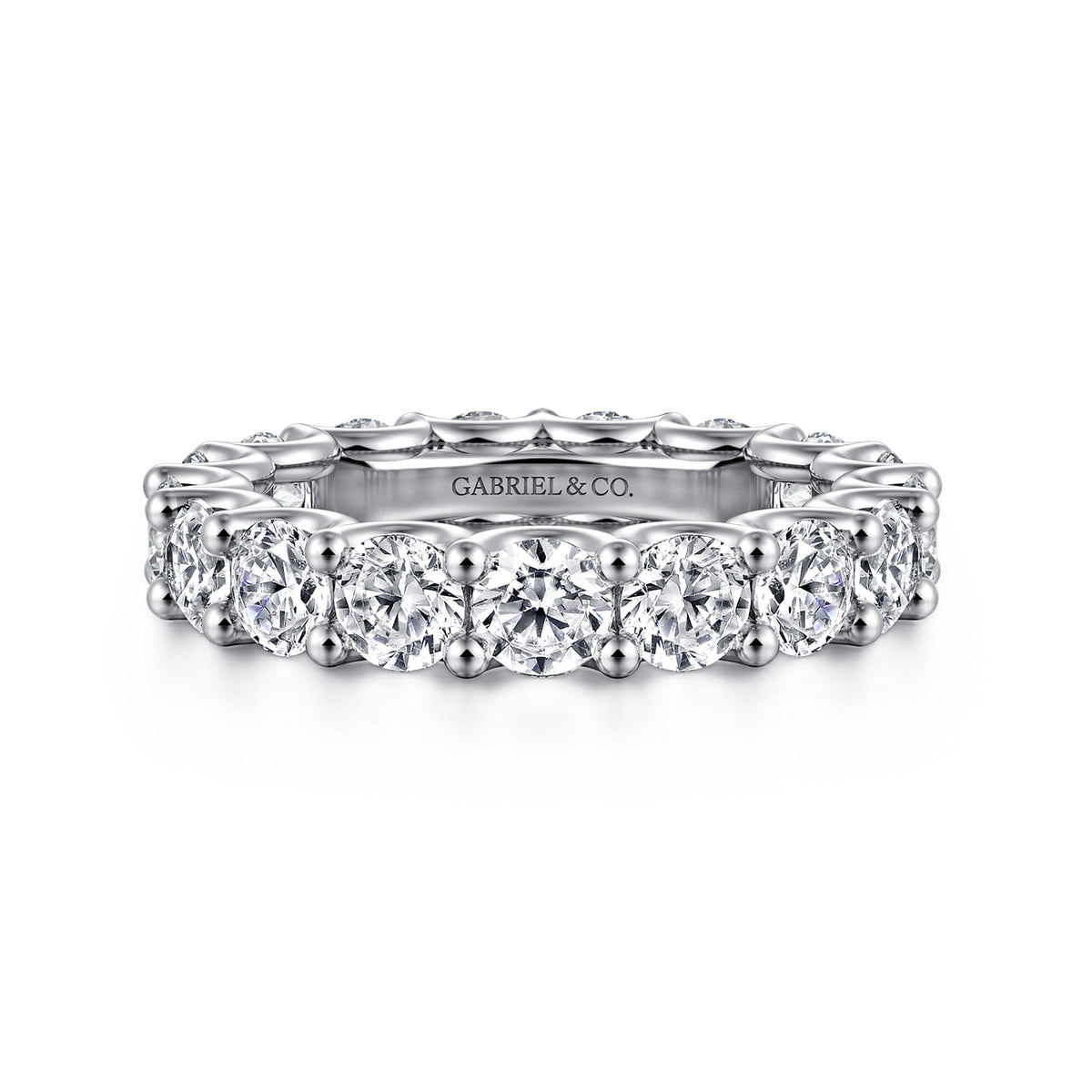14K White Gold Scallop Setting Round Diamond Eternity Band — Gabriel & Co. AN17155-6W44JJ