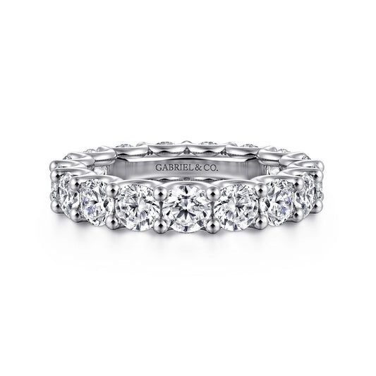 14K White Gold Scallop Setting Round Diamond Eternity Band — Gabriel & Co. AN17155-6W44JJ