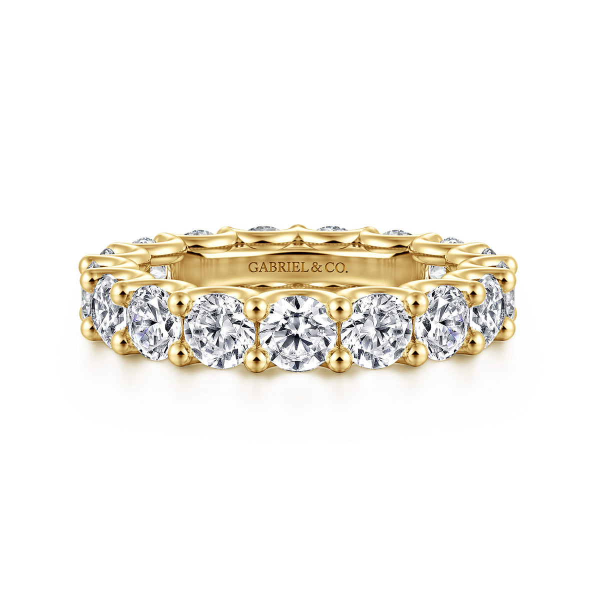 14K Yellow Gold Scallop Setting Round Diamond Eternity Band — Gabriel & Co. AN17155-6Y44JJ
