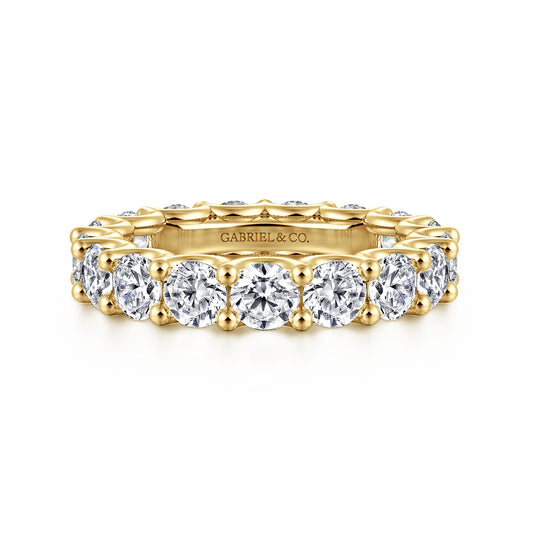14K Yellow Gold Scallop Setting Round Diamond Eternity Band — Gabriel & Co. AN17155-6Y44JJ