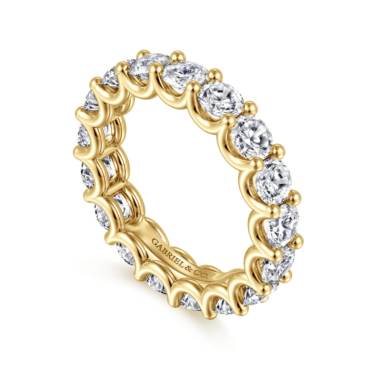 14K Yellow Gold Scallop Setting Round Diamond Eternity Band — Gabriel & Co. AN17155-6Y44JJ