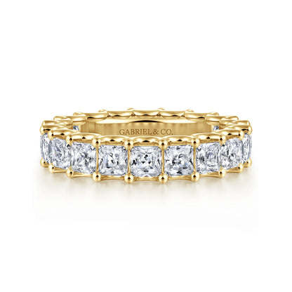 14K Yellow Gold Scallop Setting Princess Cut Diamond Eternity Band — Gabriel & Co. AN17156-6Y44JJ
