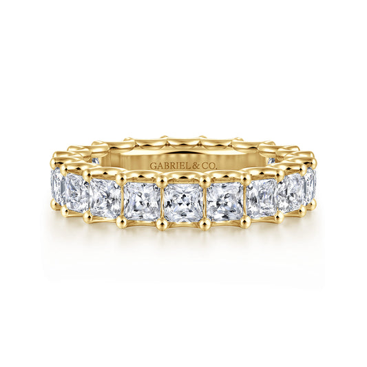14K Yellow Gold Scallop Setting Princess Cut Diamond Eternity Band — Gabriel & Co. AN17156-6Y44JJ