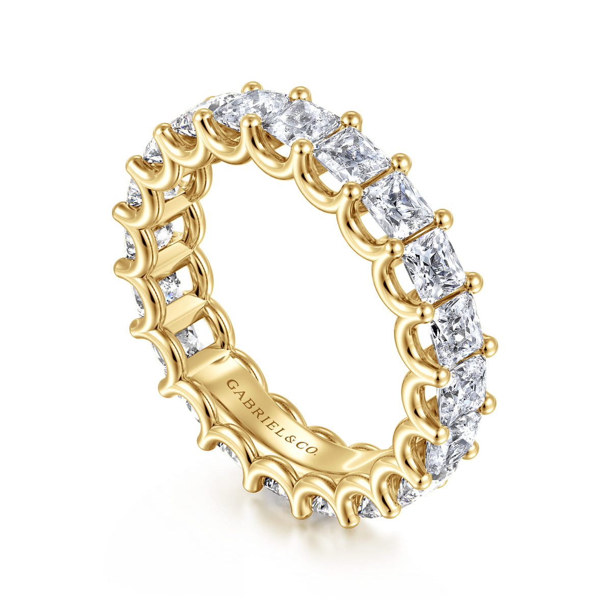 14K Yellow Gold Scallop Setting Princess Cut Diamond Eternity Band — Gabriel & Co. AN17156-6Y44JJ