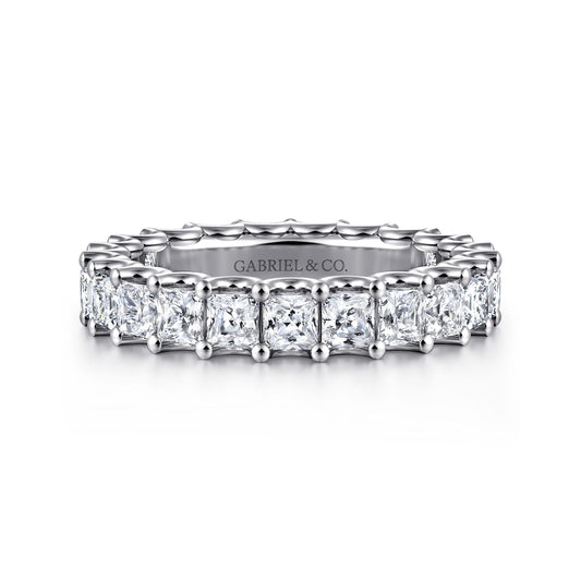 14K White Gold Scallop Setting Princess Cut Diamond Eternity Band — Gabriel & Co. AN17157-6W44JJ
