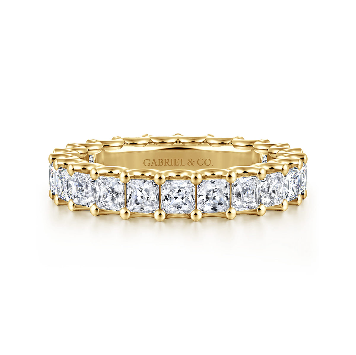 14K Yellow Gold Scallop Setting Princess Cut Diamond Eternity Band — Gabriel & Co. AN17157-6Y44JJ