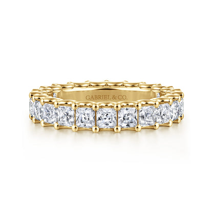 14K Yellow Gold Scallop Setting Princess Cut Diamond Eternity Band — Gabriel & Co. AN17157-6Y44JJ