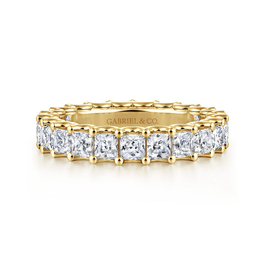 14K Yellow Gold Scallop Setting Princess Cut Diamond Eternity Band — Gabriel & Co. AN17157-6Y44JJ
