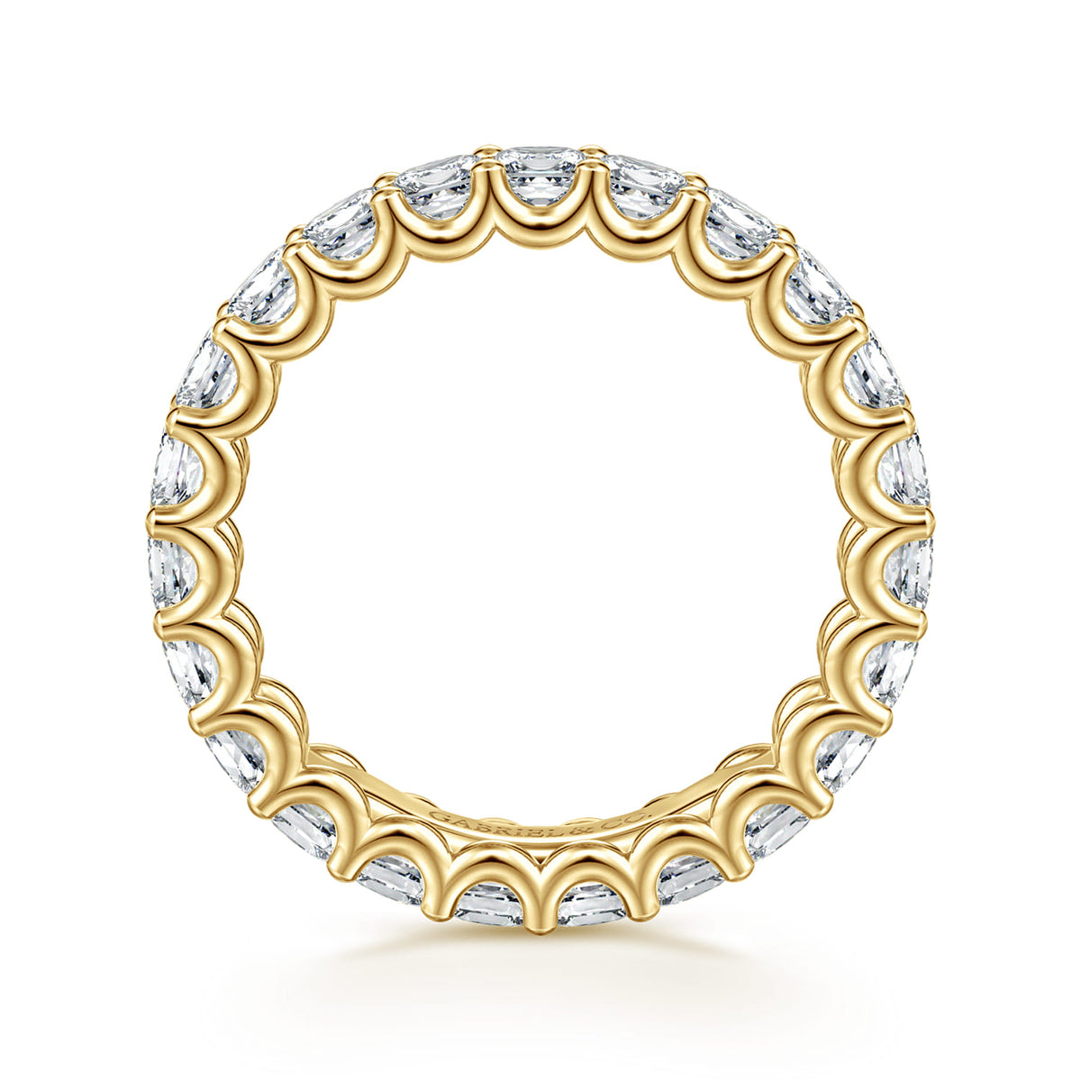 14K Yellow Gold Scallop Setting Princess Cut Diamond Eternity Band — Gabriel & Co. AN17157-6Y44JJ