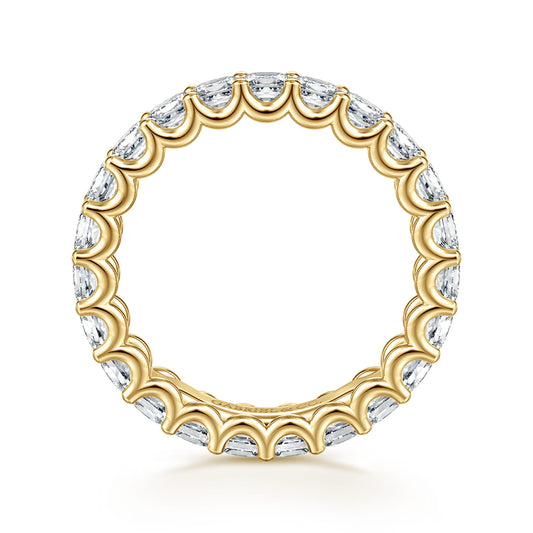 14K Yellow Gold Scallop Setting Princess Cut Diamond Eternity Band — Gabriel & Co. AN17157-6Y44JJ