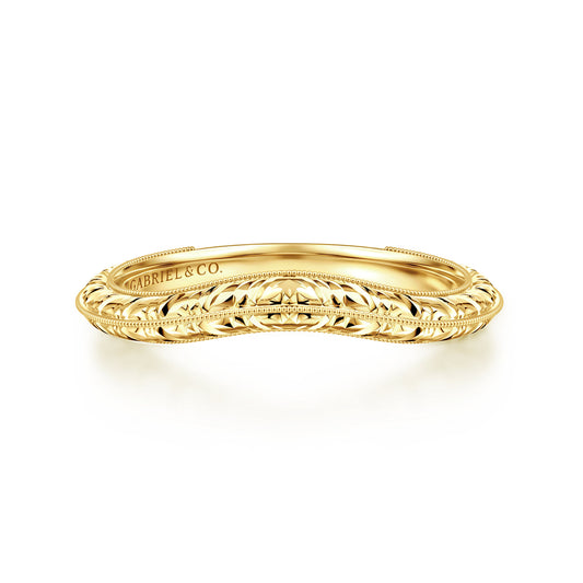 Vintage Inspired Curved 14K Yellow Gold Anniversary Band — Gabriel & Co. AN17159Y4JJJ