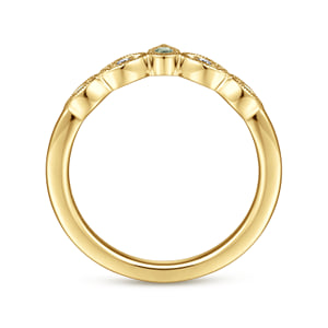 Vintage Inspired 14K Yellow Gold Curved Green Sapphire and Diamond Anniversary Band - 0.03 ct — Gabriel & Co. AN17446Y44GS