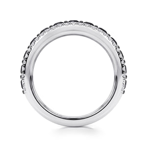 14K White Gold Single Prong Black Diamond and French Pave Diamond Anniversary Band - 1.35 ct — Gabriel & Co. AN17449W44BD
