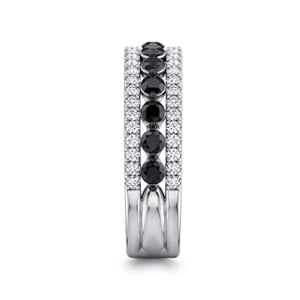 14K White Gold Single Prong Black Diamond and French Pave Diamond Anniversary Band - 1.35 ct — Gabriel & Co. AN17449W44BD