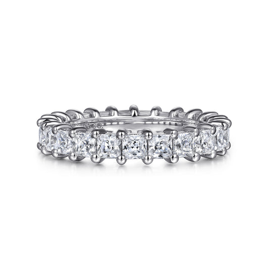 14K White Gold Princess Cut Shared Prong Diamond Eternity Band — Gabriel & Co. AN4539-6VW44JJ