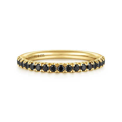 14K Yellow Gold French Pave Black Diamond Anniversary Band - 0.30 ct — Gabriel & Co. AN6001Y4JBD