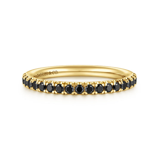 14K Yellow Gold French Pave Black Diamond Anniversary Band - 0.30 ct — Gabriel & Co. AN6001Y4JBD