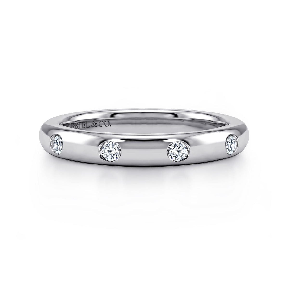 14K White Gold Flush Set Diamond Eternity Band — Gabriel & Co. AN6030-6W44JJ