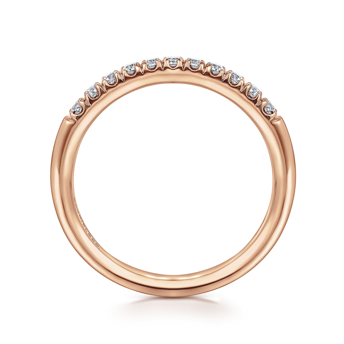 14K Rose Gold 11 Stone French Pave Diamond Wedding Band — Gabriel & Co. AN6071K44JJ