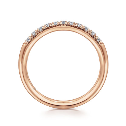 14K Rose Gold 11 Stone French Pave Diamond Wedding Band — Gabriel & Co. AN6071K44JJ