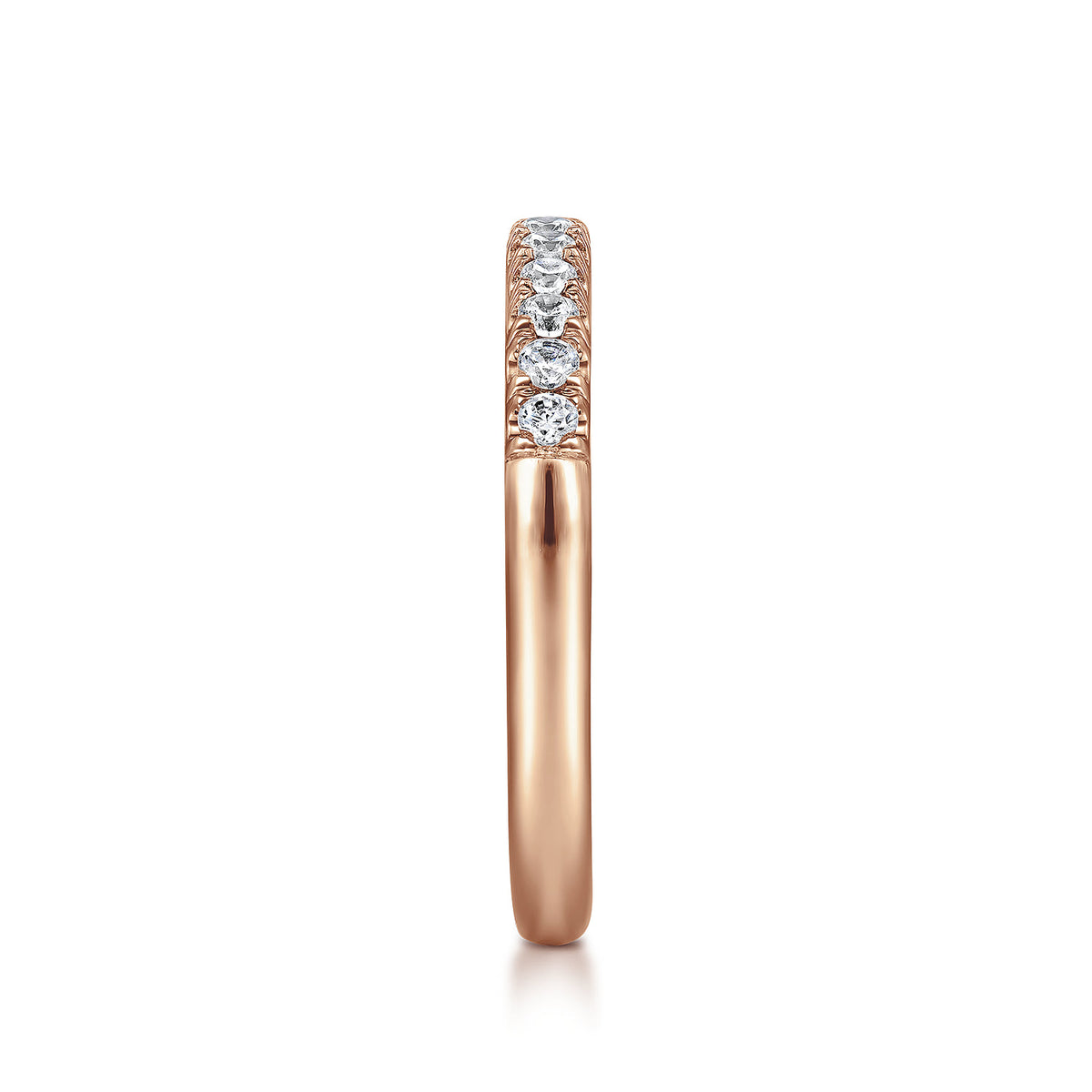 14K Rose Gold 11 Stone French Pave Diamond Wedding Band — Gabriel & Co. AN6071K44JJ