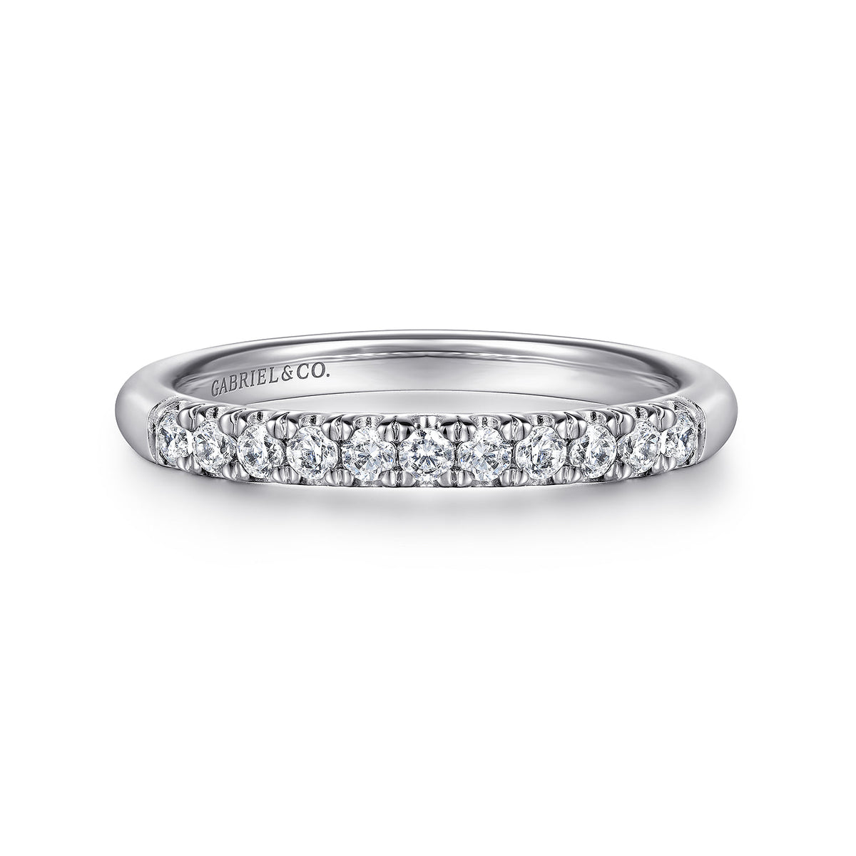 Platinum 11 Stone French Pave Diamond Wedding Band — Gabriel & Co. AN6071PT4JJ