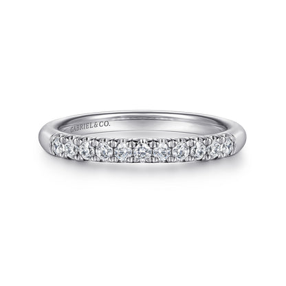 Platinum 11 Stone French Pave Diamond Wedding Band — Gabriel & Co. AN6071PT4JJ