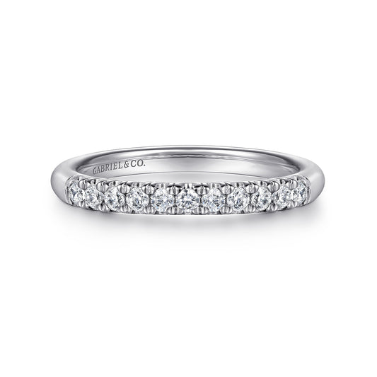 Platinum 11 Stone French Pave Diamond Wedding Band — Gabriel & Co. AN6071PT4JJ