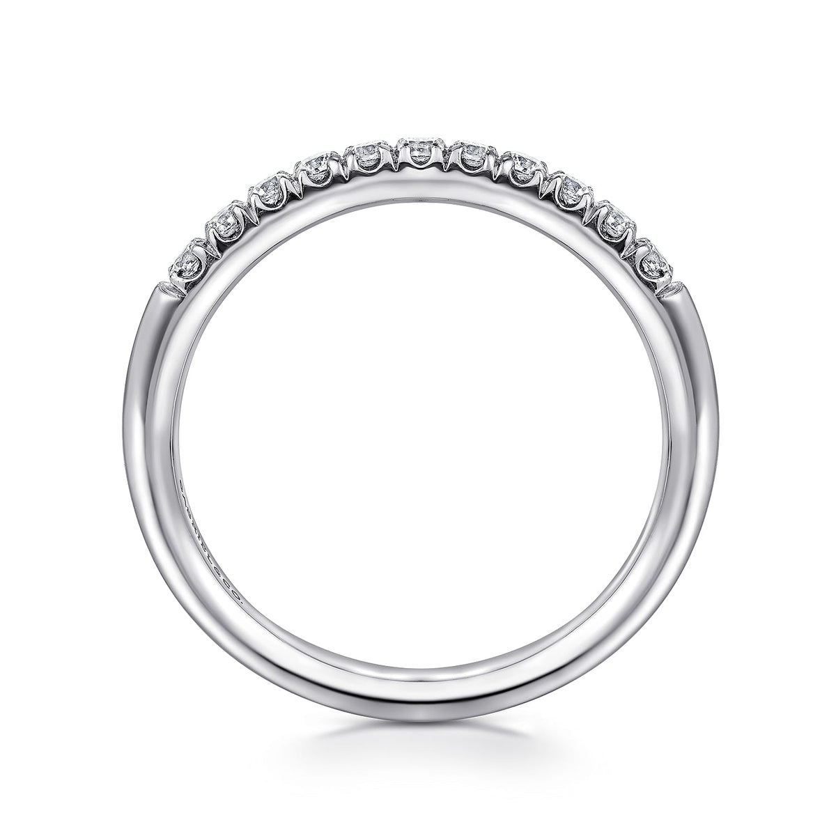 Platinum 11 Stone French Pave Diamond Wedding Band — Gabriel & Co. AN6071PT4JJ