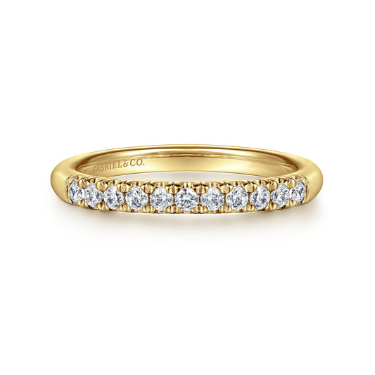 14K Yellow Gold 11 Stone French Pavé Diamond Wedding Band — Gabriel & Co. AN6071Y44JJ