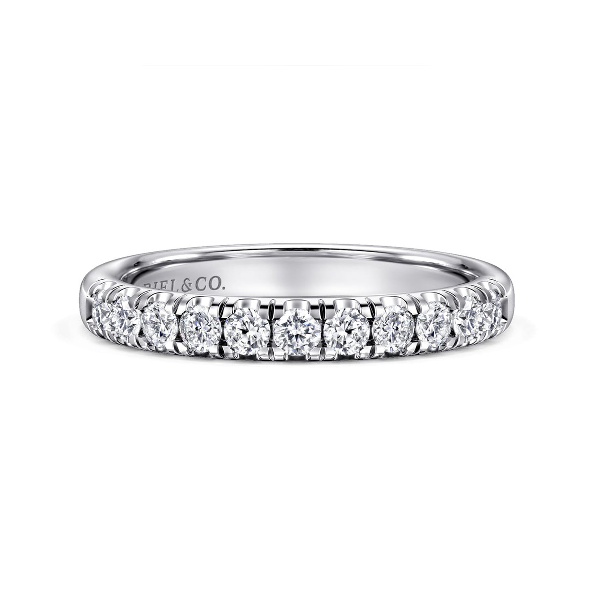 Platinum 11 Stone French Pave Diamond Wedding Band — Gabriel & Co. AN6072PT4JJ