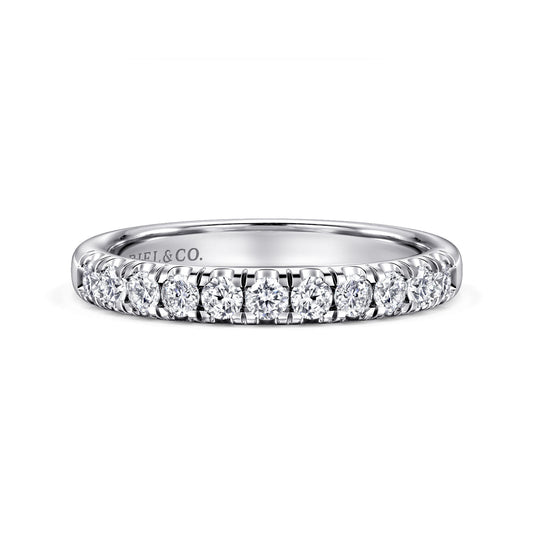 Platinum 11 Stone French Pave Diamond Wedding Band — Gabriel & Co. AN6072PT4JJ