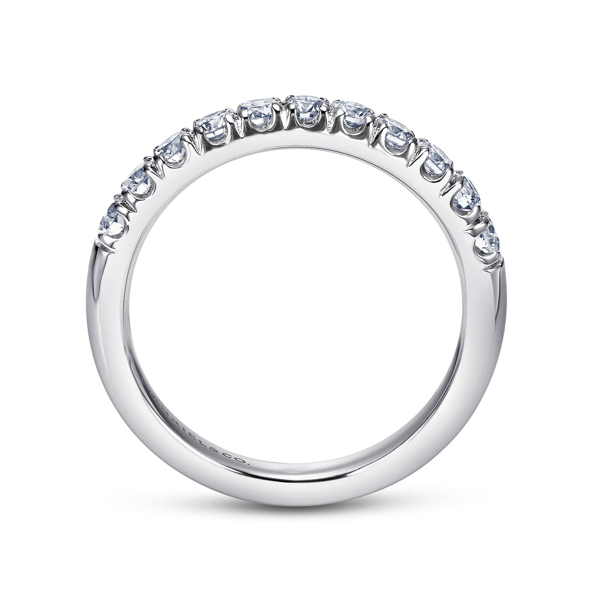 Platinum 11 Stone French Pave Diamond Wedding Band — Gabriel & Co. AN6072PT4JJ