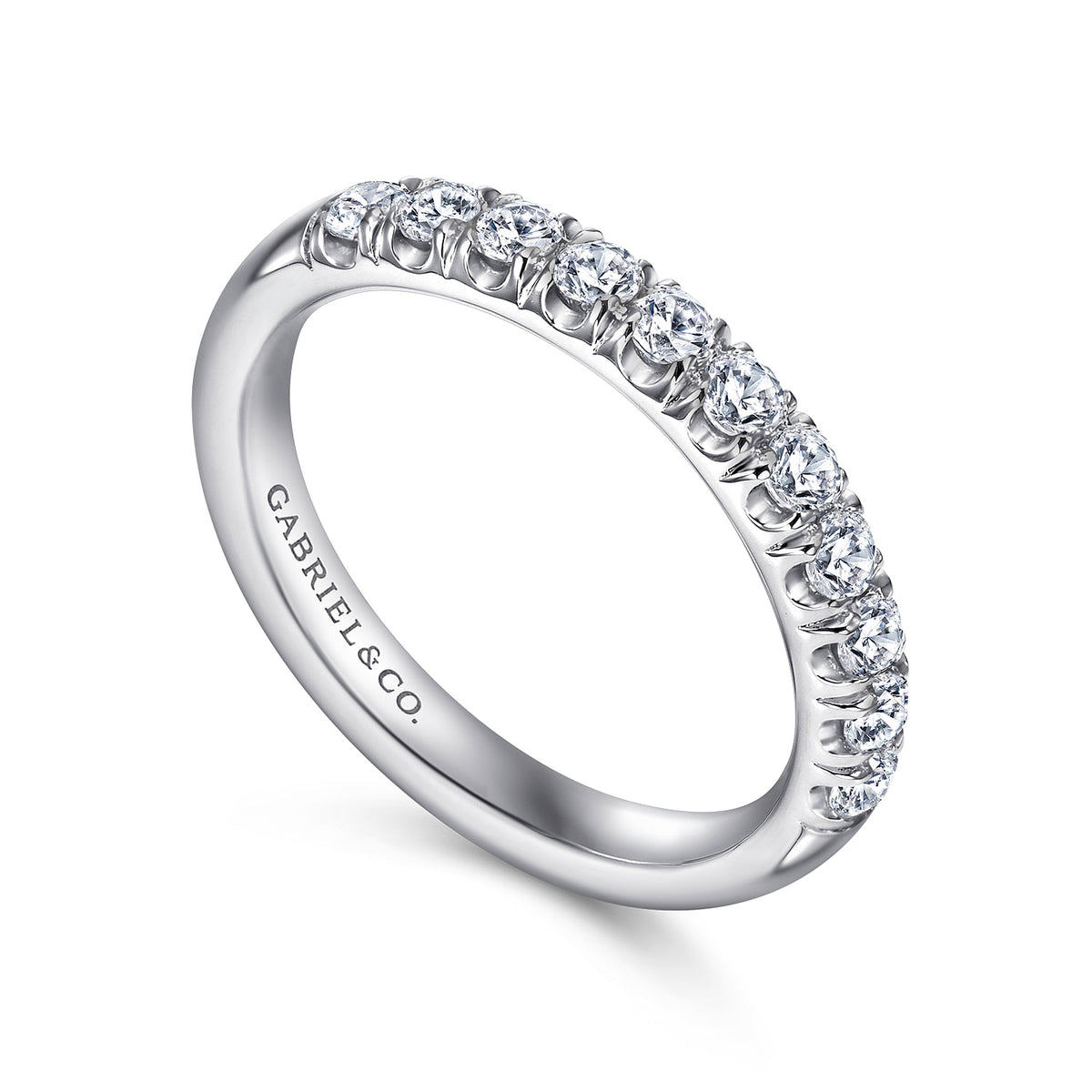 Platinum 11 Stone French Pave Diamond Wedding Band — Gabriel & Co. AN6072PT4JJ