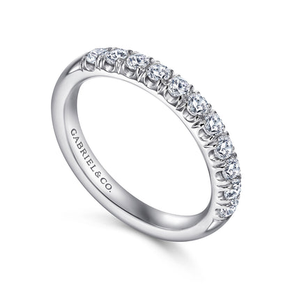 Platinum 11 Stone French Pave Diamond Wedding Band — Gabriel & Co. AN6072PT4JJ