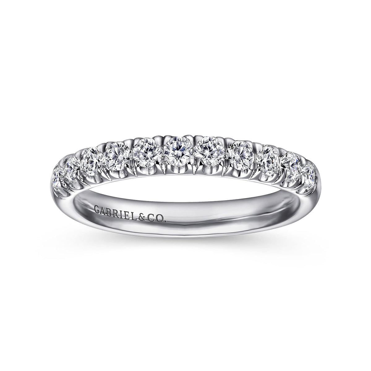 Platinum 11 Stone French Pave Diamond Wedding Band — Gabriel & Co. AN6072PT4JJ