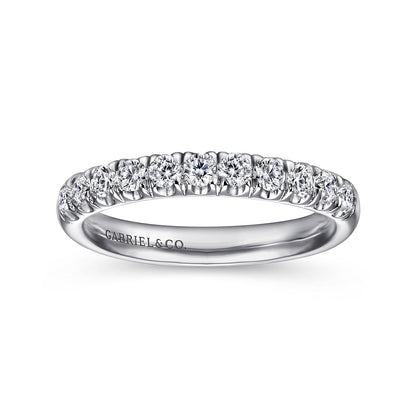 Platinum 11 Stone French Pave Diamond Wedding Band — Gabriel & Co. AN6072PT4JJ