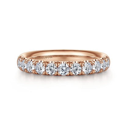 14K Rose Gold 11 Stone French Pave Diamond Wedding Band — Gabriel & Co. AN6073K44JJ