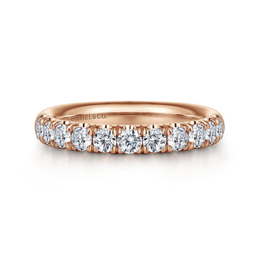 14K Rose Gold 11 Stone French Pave Diamond Wedding Band — Gabriel & Co. AN6073K44JJ