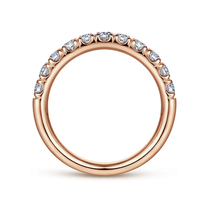 14K Rose Gold 11 Stone French Pave Diamond Wedding Band — Gabriel & Co. AN6073K44JJ