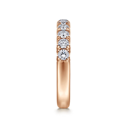 14K Rose Gold 11 Stone French Pave Diamond Wedding Band — Gabriel & Co. AN6073K44JJ