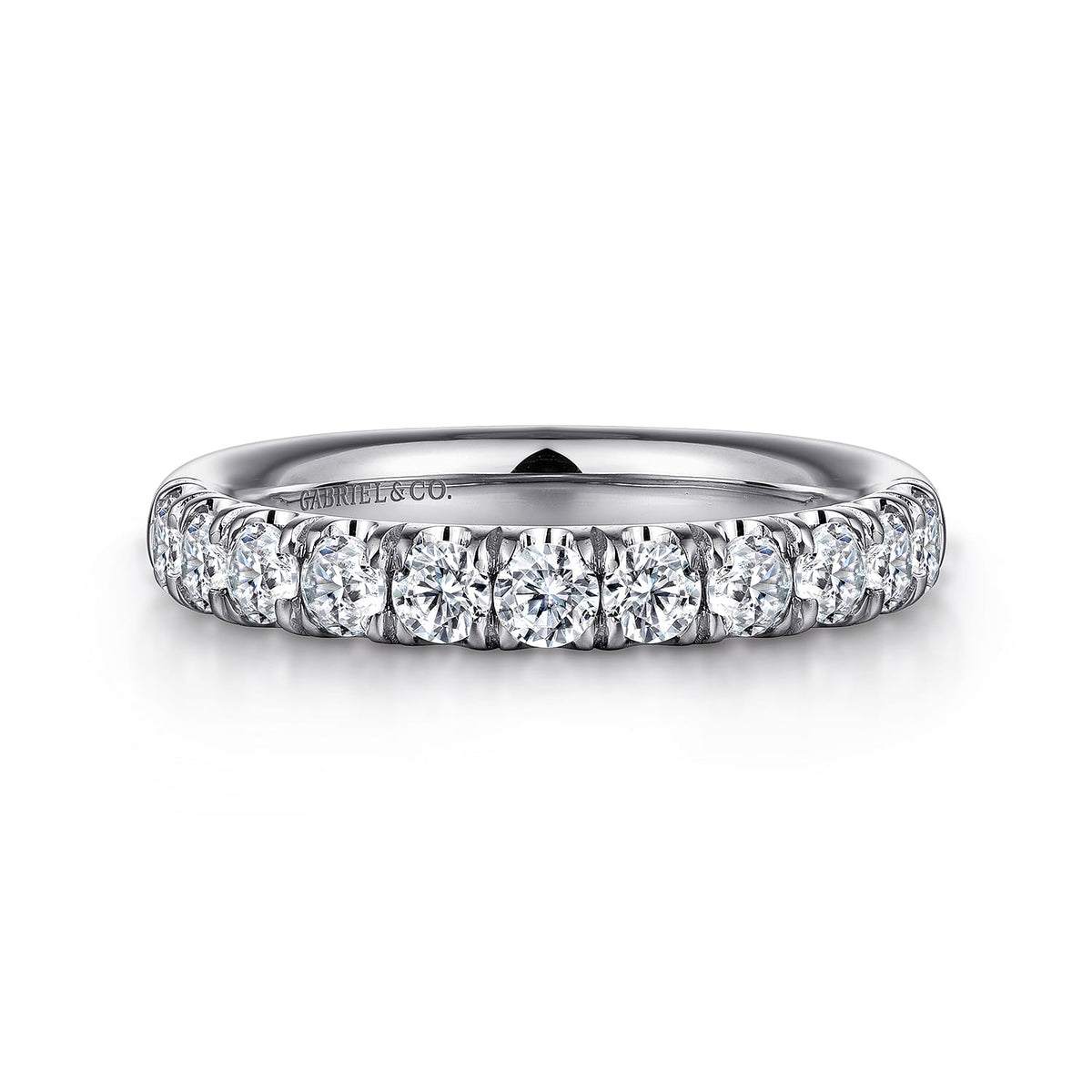 Platinum 11 Stone French Pave Diamond Wedding Band — Gabriel & Co. AN6073PT4JJ