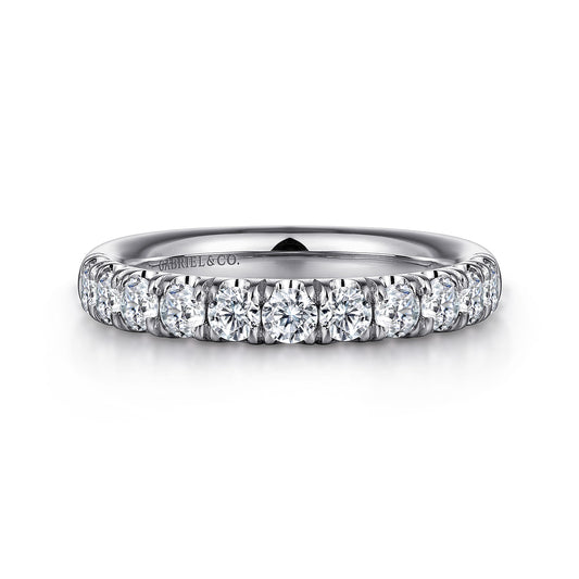 Platinum 11 Stone French Pave Diamond Wedding Band — Gabriel & Co. AN6073PT4JJ